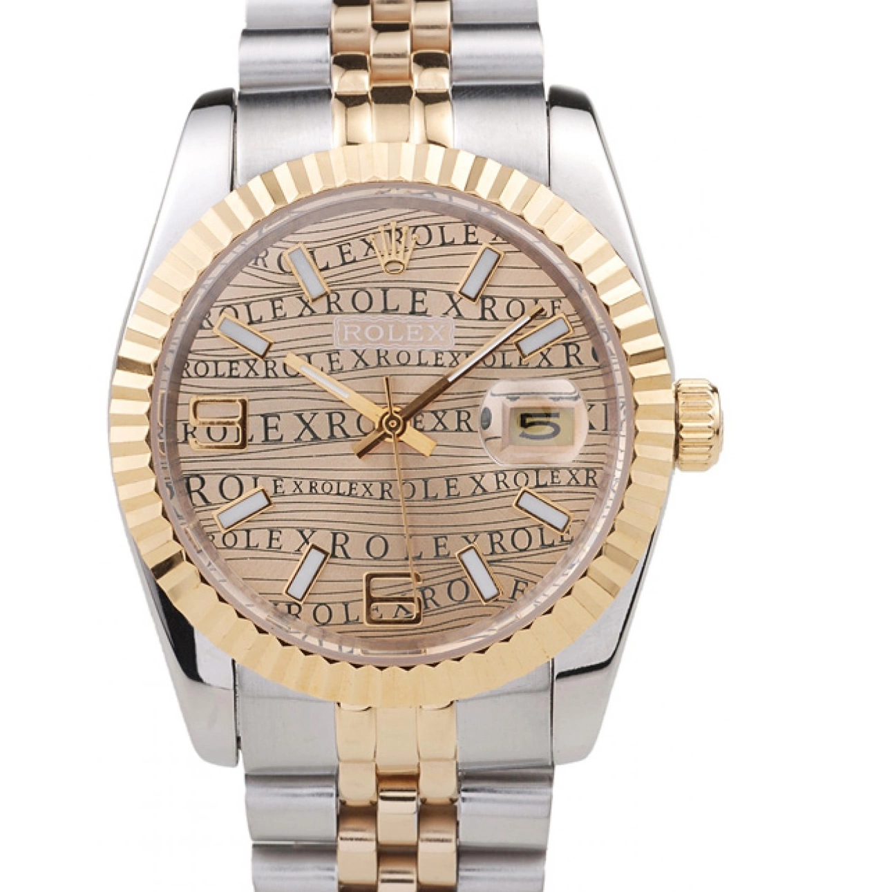 Aaa replica watch Dial PlatedGold Gold 18k Rolex Steel DateJust Tone Stainless Two 0715